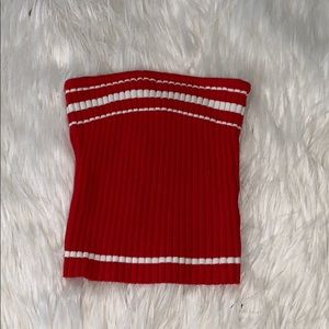 red and white striped tube top